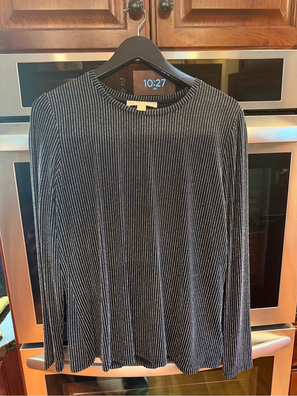 Women’s Long Sleeve Black & Sparkly Silver Ribbed shirt